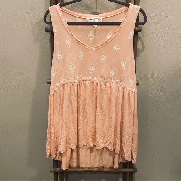 Torrid Blush Pink Embroidered Babydoll Tank - Picture 11 of 11